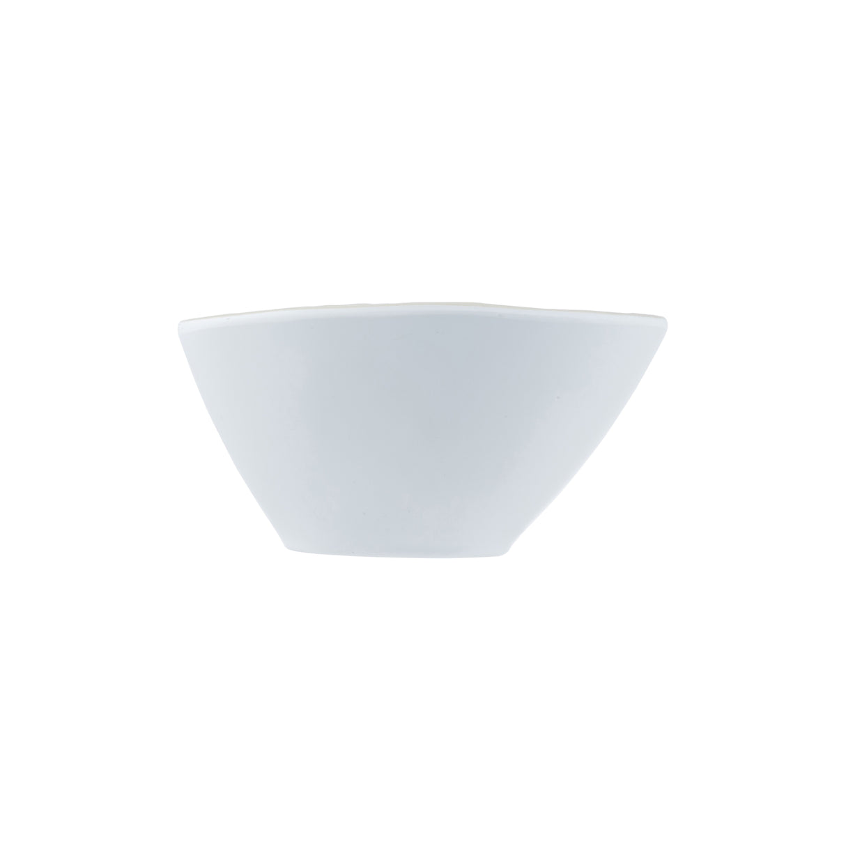 A simple, empty white Europa Collection Bowl is centered on a plain white background. With smooth, slightly angled sides and a matte finish, this minimalist bowl is both modern and dishwasher safe.
