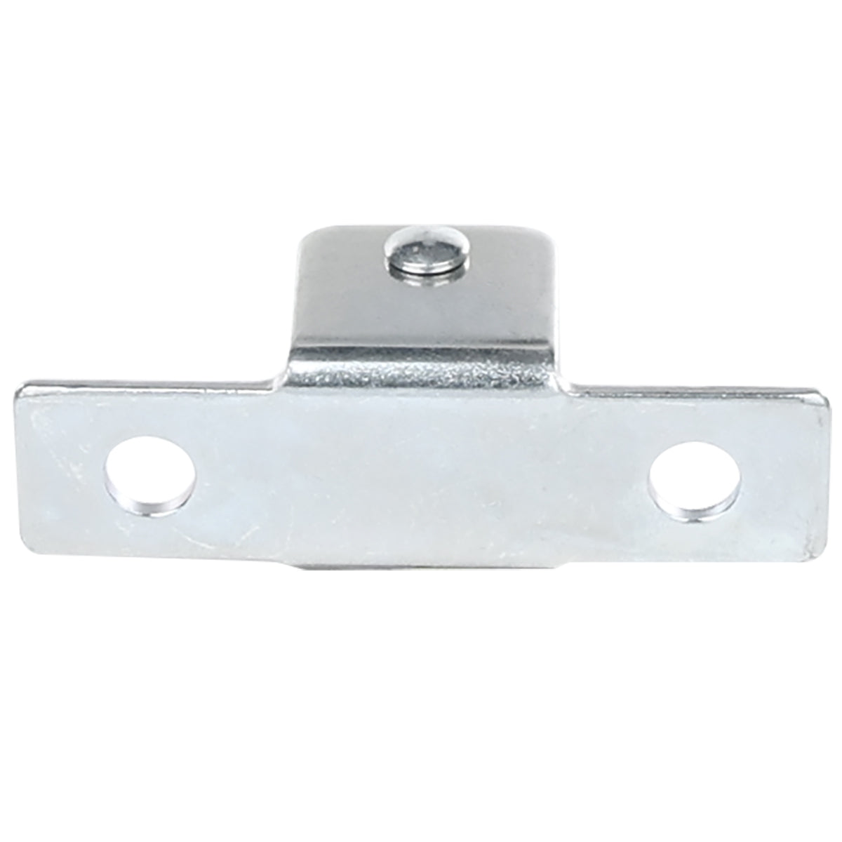 A silver metal mounting bracket from Empura Parts, with a raised central section and two circular holes on either side for screws or bolts. The smooth, reflective surface features a small indentation and a screw atop the raised part.