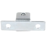 A silver metal mounting bracket from Empura Parts, with a raised central section and two circular holes on either side for screws or bolts. The smooth, reflective surface features a small indentation and a screw atop the raised part.