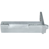 A metal rectangular device with a side bracket and a bolt at one end, designed as an Empura door spring hinge replacement. The bracket is perpendicular, has multiple mounting holes, and “HARD HINGE” is faintly embossed on its smooth metallic surface.