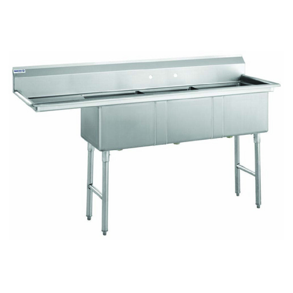Hubert 86335 - Kratos® 3 Compartment Sink, 76"W X 22"D X 44.75"H, 16 Ga