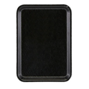 A rectangular, black Camtray with slightly raised, rounded edges. The smooth surface shows faint scratches from regular use. This high-impact fiberglass tray is photographed on a plain white background, viewed from above.