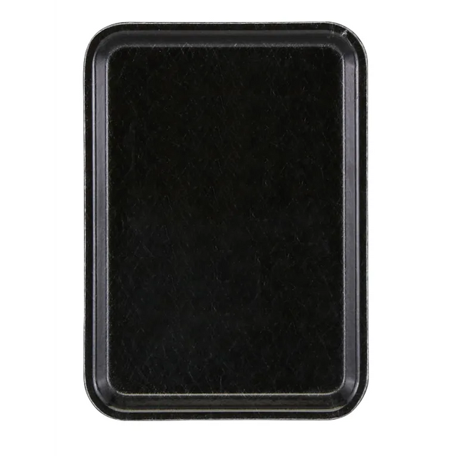 A rectangular, black Camtray with slightly raised, rounded edges. The smooth surface shows faint scratches from regular use. This high-impact fiberglass tray is photographed on a plain white background, viewed from above.