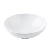 A plain, white, round Pulito Collection bowl with a smooth interior and subtle horizontal ridges near the base, photographed against a white background. This 24 oz. bowl features a wide rim and gently sloping sides, perfect for any meal.
