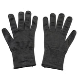 A pair of black, textured knit cut resistant gloves is shown side by side on a white background, palms facing upward. With ribbed cuffs and thick material, these x-large gloves are ideal for cold weather or tough work environments.