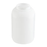 A plain, white, opaque 1 gallon plastic jar with a wide opening and no lid. The cylindrical PourMaster container features a slightly tapered top and ribbed texture around the neck, sitting on a white background. Dispenser Only.