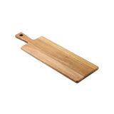 A rectangular Acacia Serving Board with a handle featuring a small round hole for hanging. The wood grain is visible, showcasing its natural beauty, and the board by TableCraft is set against a plain white background.