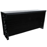 A large black industrial condenser coil unit with dense metal fins, a rectangular protective casing, and visible copper tubes on one side, designed for HVAC or Empura Refrigeration applications. The unit is photographed against a plain white background.