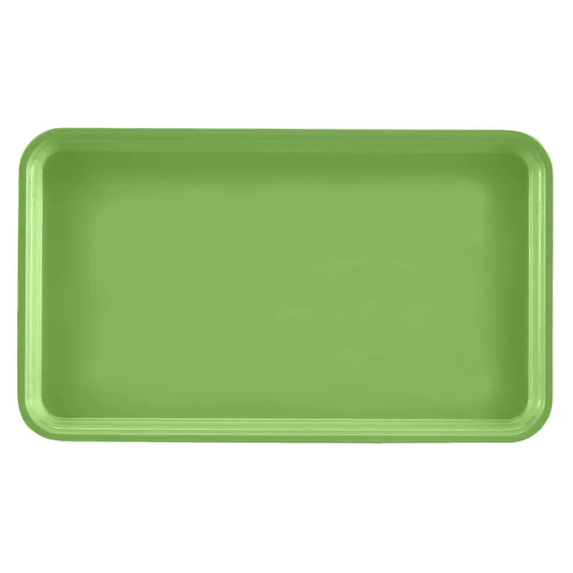 A plain, rectangular Camtray with rounded corners in solid light green, viewed from above against a white background. This high-impact fiberglass tray features a slightly raised edge around its perimeter and is dishwasher safe.
