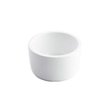 A plain, white, round 2 oz. ramekin with smooth sides and a thick rim, shown on a white background. The bowl is empty and features a simple, minimalist design.