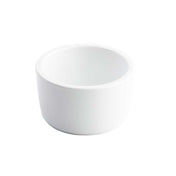 A small, round, white ramekin with smooth sides and a thick rim, viewed from a slight angle on a plain white background. The 4 oz bowl is empty and has a glossy finish.