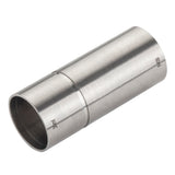 A stainless steel thimble jigger measuring cup, cylindrical with two different-sized ends. The larger side is labeled 60ml (1-1/2 oz), the smaller side 30ml. It features a brushed metal finish with smooth, rounded edges.