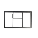 A rectangular, collapsible black steel basketball backboard frame with a horizontal bar across the middle and a vertical bar in the center, viewed against a plain white background. The frame has no attached hoop or glass panel.