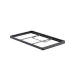 A collapsible black steel rectangular frame with an open center and horizontal support bars, isolated on a white background. With squared corners and clean lines, it serves as a sturdy, minimalistic crate stand for gastronorm display crates or similar uses.