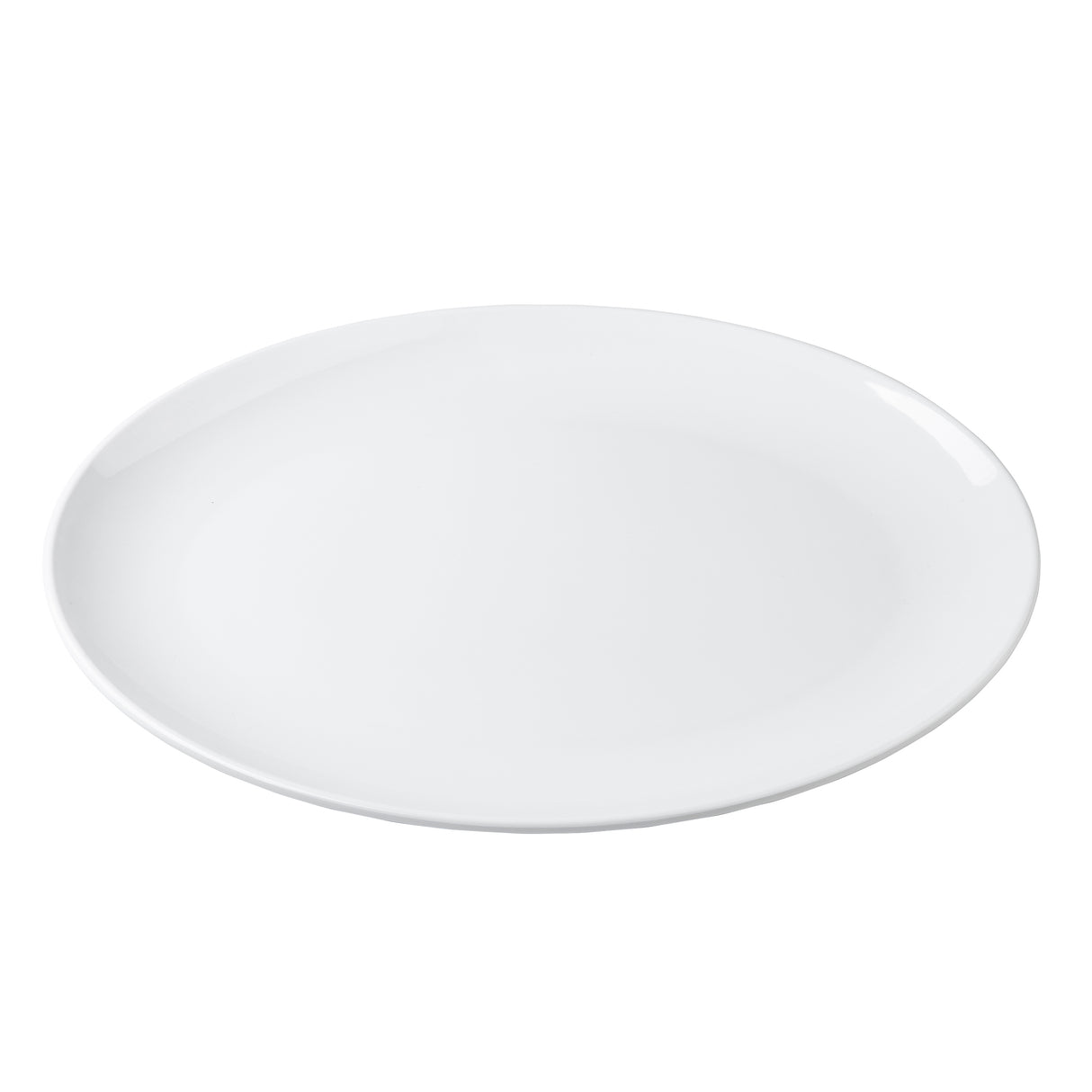 A plain, round, white ceramic plate from the Sierra Collection Serving Platter line is shown against a white background. The plate has smooth edges and a glossy finish with no designs or patterns visible.