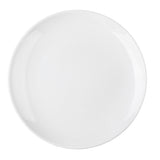 A plain, round, white ceramic plate is shown from above on a white background. The plate is empty, smooth, and has a slight rim around the edge, resembling a classic Sierra Collection Serving Platter with a simple and clean appearance.