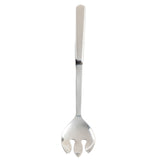 A TableCraft Holden Collection pasta server with a long handle and a rounded, notched spoon-like end featuring three wide prongs—middle one longer—and a drainage hole near the base. Clean and photographed against a white background.