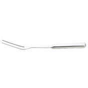 A stainless steel two-tine fork from the Holden Collection, featuring long, pointed tines and a rectangular handle. Positioned horizontally against a white background, it showcases a reflective metallic surface and sturdy design.
