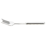 A Holden Collection stainless steel serving fork with three wide, evenly spaced prongs and a long, rectangular handle. The TableCraft Products fork is displayed on a white background, featuring slight indents on the handle for grip.