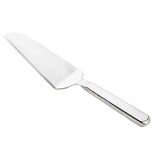 The Holden Collection Cake Server is a stainless steel pie server with a flat, triangular, slightly curved blade and a straight handle, perfect for lifting and serving slices of pie or cake. The utensil is shown on a plain white background.