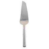 The TableCraft 11634 Holden Collection Cake Server features a flat, triangular stainless steel blade and a solid handle, positioned vertically against a white background. The blade has one straight edge and one slightly curved edge.
