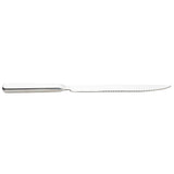 A stainless steel steak knife from the Holden Collection Steak Knife line, featuring a straight, flat handle and a slim, serrated blade with fine teeth—perfect for steaks or bread. The knife is displayed on a plain white background.