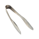 A pair of stainless steel tongs from the TableCraft Products Holden Collection, with flat, slightly curved ends and a looped handle, are displayed on a white background. Both the gripping ends and handle are clearly visible.