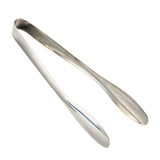 A pair of TableCraft Products Holden Collection Tongs is shown isolated on a white background. These stainless steel tongs feature a simple, sleek design with smooth, rounded ends for gripping food and a gently curved shape.
