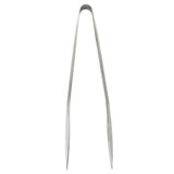 A pair of Holden Collection stainless steel tongs with long, slim, slightly curved arms and pointed tips, viewed from above on a white background. The arms are slightly separated, designed for precise gripping of small food items.
