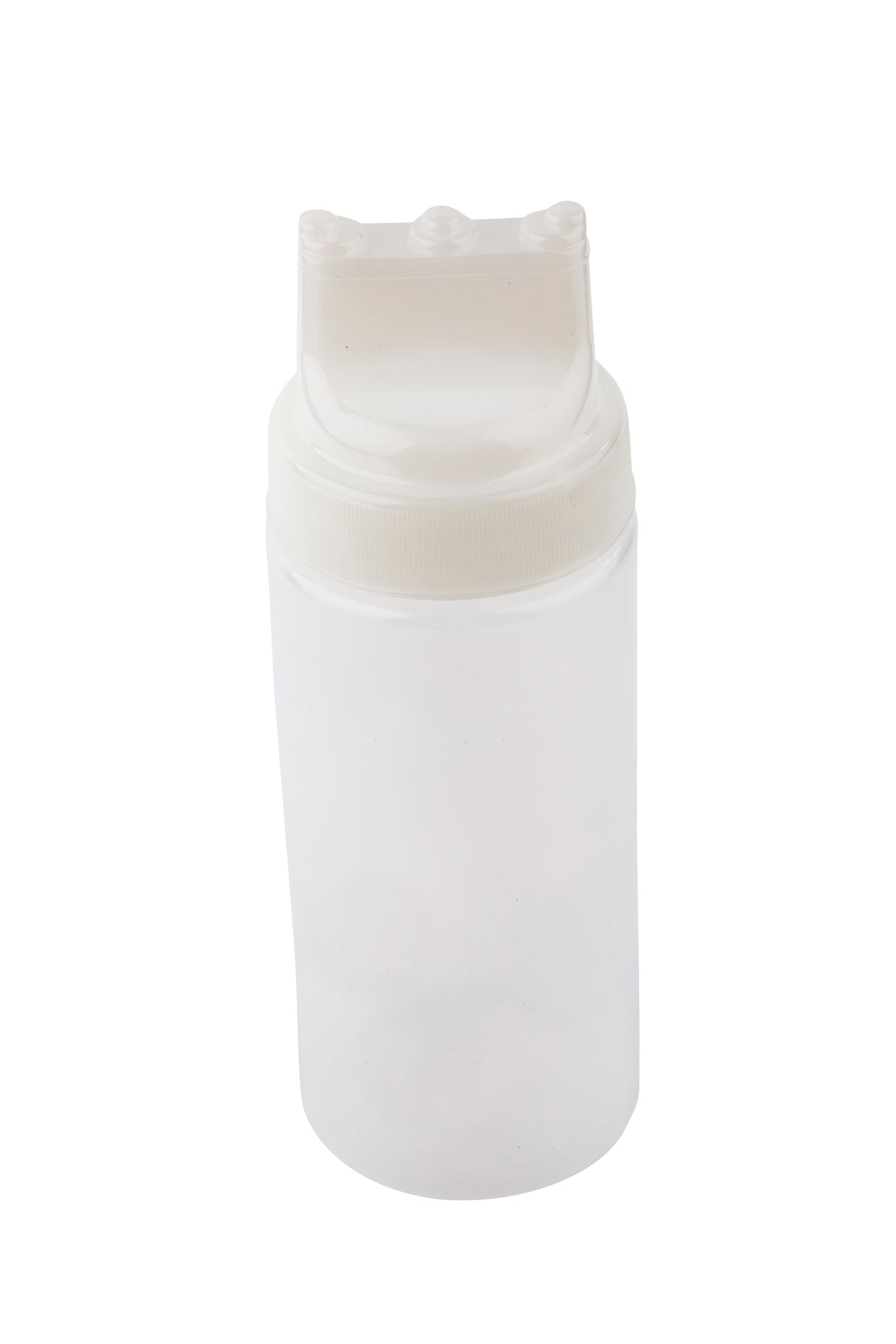A translucent 16 oz. WideMouth Squeeze Bottle with a white, flip-top lid. The cylindrical container is plain and stands upright against a white background. The flip-top cap is closed and the bottle is dishwasher safe.