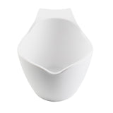 A white, modern ceramic sauce boat with a smooth, rounded shape and a wide spout. The minimalistic design features clean lines and a matte finish. Dishwasher safe, it’s photographed on a plain white background.