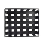 A rectangular black plastic tray with evenly spaced rectangular slats forming a grid-like pattern; ideal for Grab & Go Display setups, the tray is photographed from above on a white background.