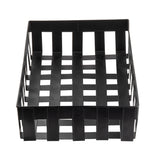 A black rectangular Forge Collection Basket with open vertical and horizontal slats creates a grid pattern on all sides and the base. The tray, perfect for storage or organizing items, is empty and photographed against a white background.