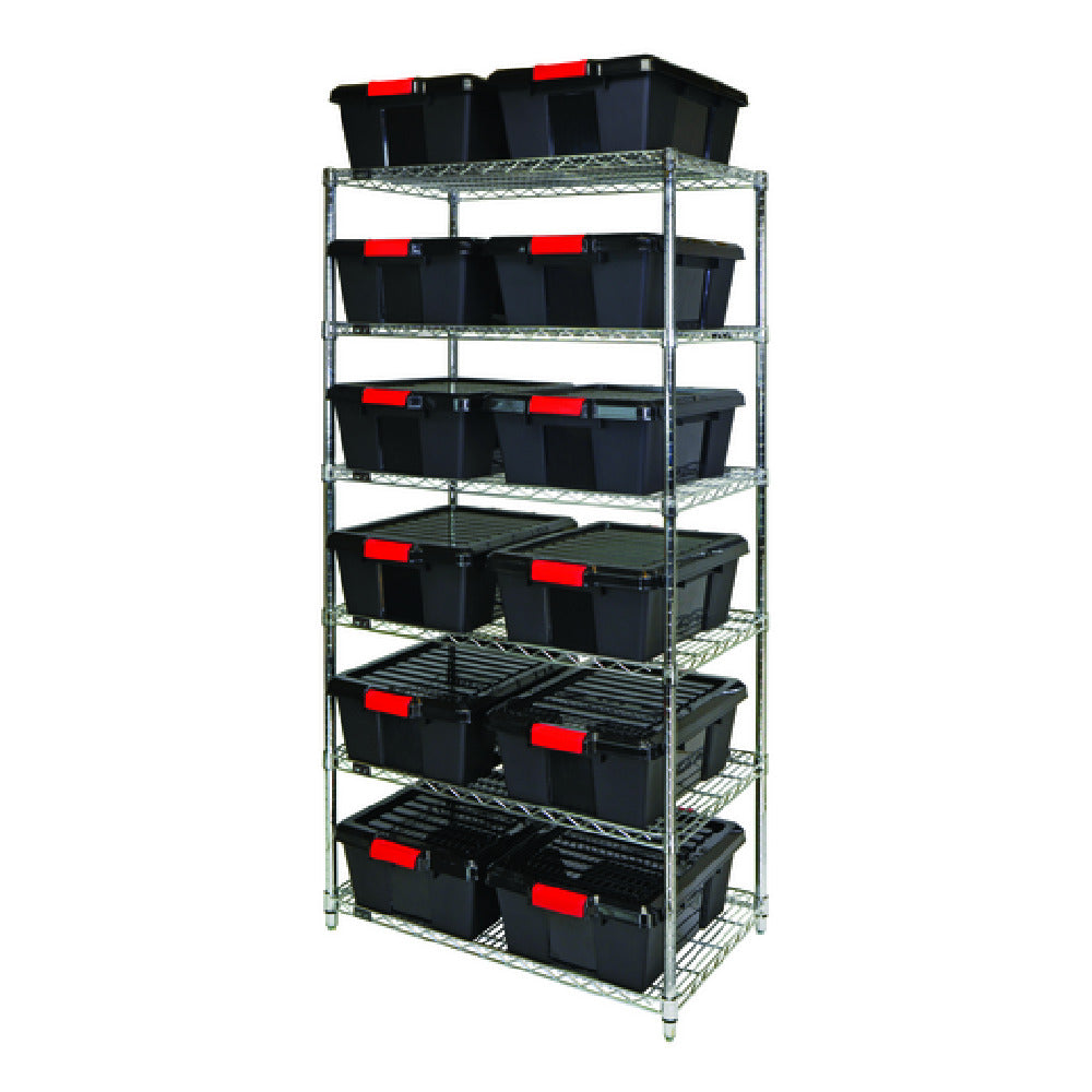 Quantum WR6-191507BK Bin Wire Shelving System 36"W X 21"D X 74"H Overall Size
