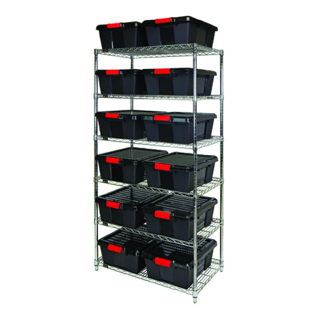 Quantum WR6-191507BK Bin Wire Shelving System 36"W X 21"D X 74"H Overall Size