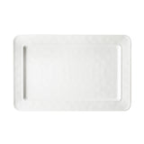 A plain, white Ridge Collection Serving Platter with slightly raised edges and rounded corners, shown from a top-down view against a white background. This rectangular serving platter appears clean and empty.