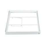 A white, rectangular tiered frame with two horizontal bars and a central angled support bar is shown on a plain white background. Made from powder coated steel, its simple design is ideal for functional or organizational use.