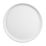 A plain, round white serving plate from the Terra Collection is shown from above on a white background. The plate has a smooth surface and a slightly raised rim, with no patterns, textures, or decorations.