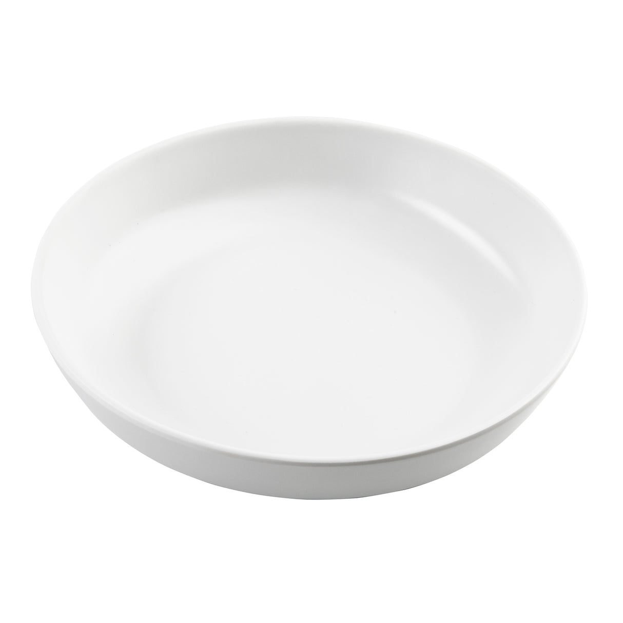 A plain, round, white ceramic plate from the Terra Collection is shown on a white background. The plate has slightly raised edges and a smooth, glossy surface with no patterns or decorations.