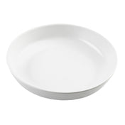 A plain, round, white ceramic plate from the Terra Collection is shown on a white background. The plate has slightly raised edges and a smooth, glossy surface with no patterns or decorations.