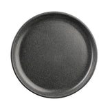 A round, dark gray Terra Collection Serving Plate by TableCraft with a slightly raised edge and smooth melamine surface, featuring subtle light speckles throughout. The plate is photographed from above on a white background.