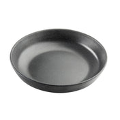 A round, shallow, dark gray melamine baking dish from the Terra Collection is shown against a white background. The dish has smooth sides, a slightly textured surface, and no handles or visible brand markings.