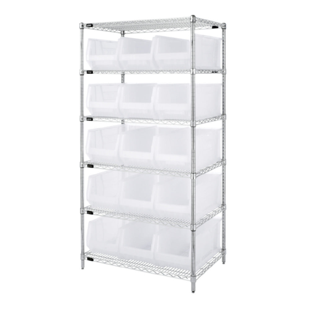 Quantum WR6-953CL Bin Wire Shelving System 36"W X 24"D X 74"H Overall Size 800 Lb. Capacity Per Shelf