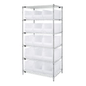 Quantum WR6-953CL Bin Wire Shelving System 36"W X 24"D X 74"H Overall Size 800 Lb. Capacity Per Shelf