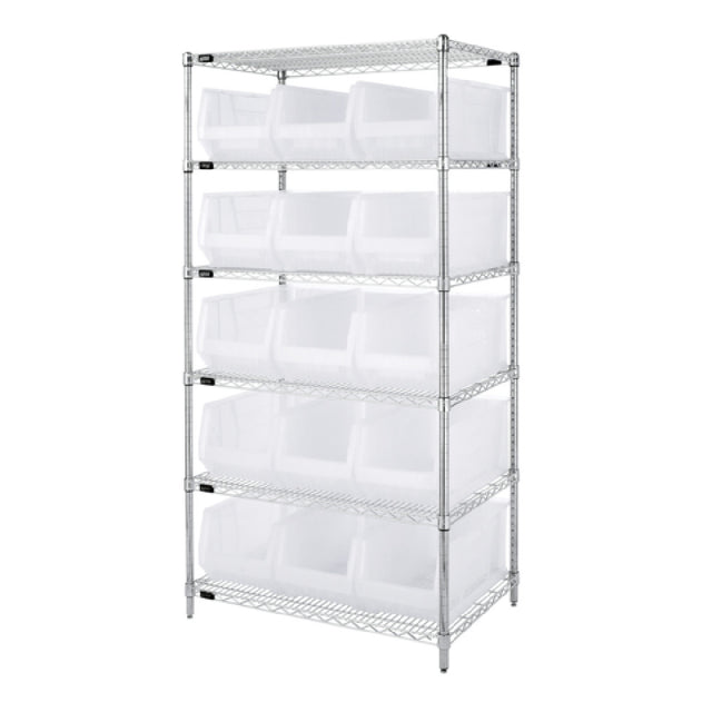 Quantum WR6-953CL Bin Wire Shelving System 36"W X 24"D X 74"H Overall Size 800 Lb. Capacity Per Shelf