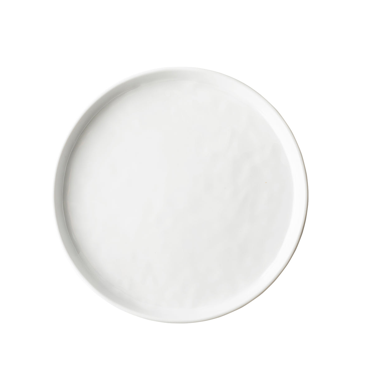 A round, white Ridge Collection Serving Plate viewed from above, centered on a plain white background. The plate is empty, with a smooth, glossy surface and a slightly raised rim—a stylish example of TableCraft products.