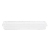 A clear, rectangular cake plate with slightly raised edges and rounded corners, photographed against a plain white background. This minimalist TableCraft cake plate features an empty, transparent design for versatile serving.