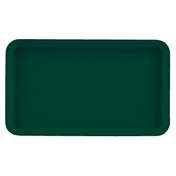 A dark green rectangular Camtray with rounded corners and slightly raised edges, viewed from above on a white background. This high-impact fiberglass tray appears smooth, unadorned, and features a simple, minimalist design.