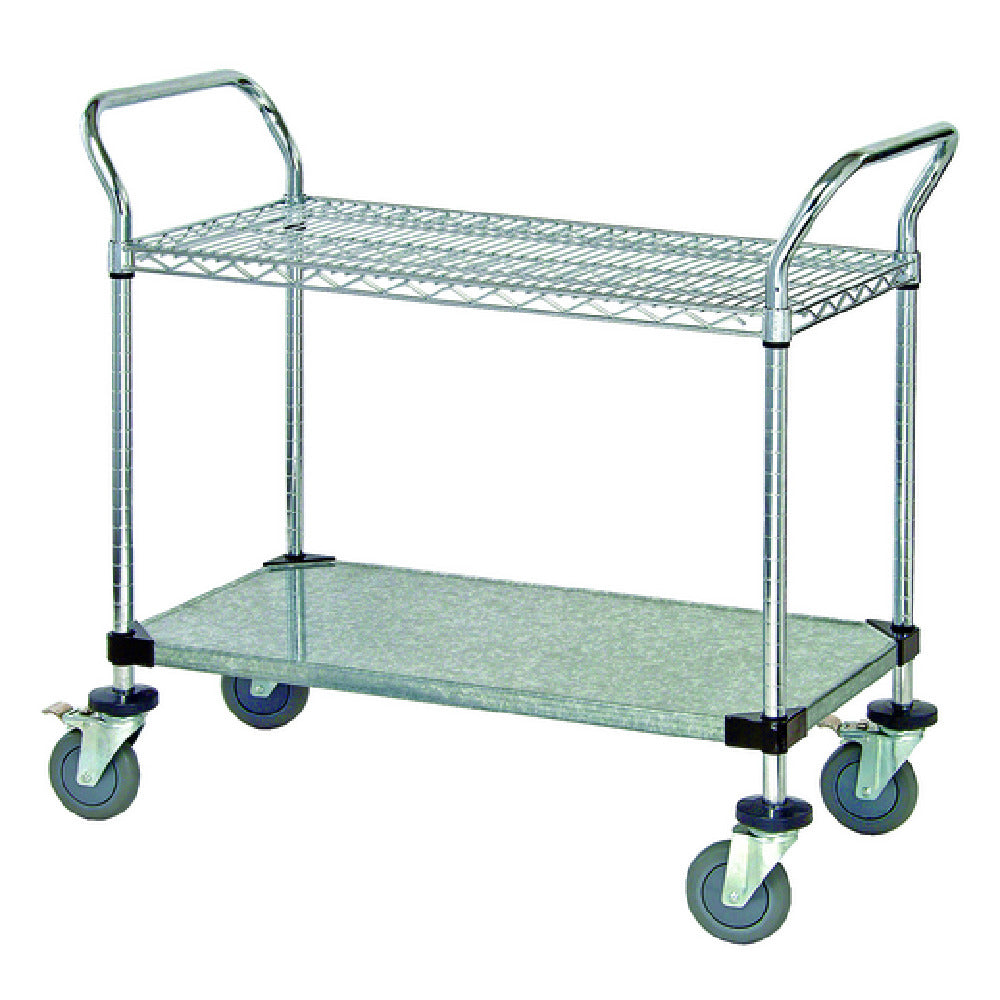 Quantum WRC-2136-2CG Utility Cart 36"W X 21"D X 37-1/2"H (1) Chrome Plated Wire Shelf
