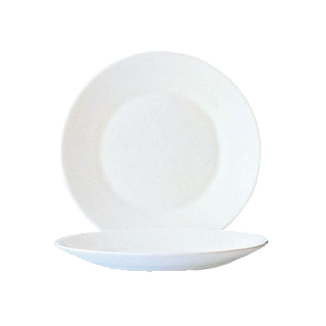 Arc Cardinal P3972 Arcoroc Restaurant White Rim Plate (D:10.0'') Fluorosilicate Opal Glass